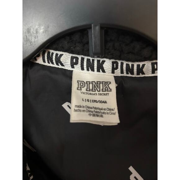 PINK Victoria’s Secret Puffer Jacket Size Large Gray Black Colorblock Rare - Picture 2 of 3